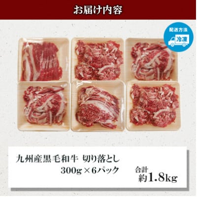 【九州産黒毛和牛】切り落とし 約1.8kg(300g×6パック)小分け