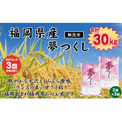 【毎月定期便】《無洗米》【食味鑑定士厳選】福岡県産 夢つくし10kg(5kg×2)(北九州市)全3回