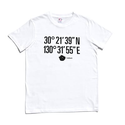 屋久島Tシャツ(L)　縄文杉(緯度・経度)　白
