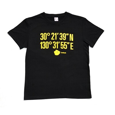 屋久島Tシャツ(S) 縄文杉(緯度・経度) 黒