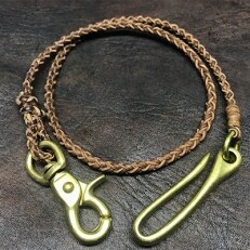 鹿革と真鍮のウォレットチェーン 【植物タンニンなめし革使用】銀面仕上げ【BJ-1】