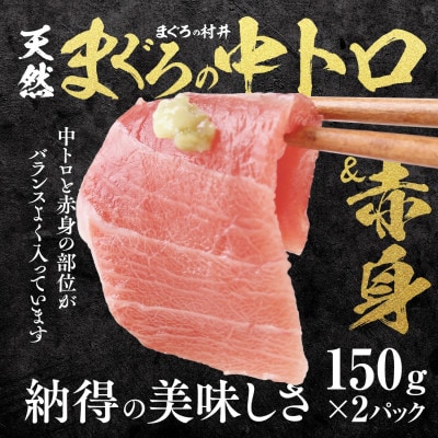 天然南マグロ(インドマグロ)中トロ 赤身 お刺身 小分け 約300g (150g×2P)09-21