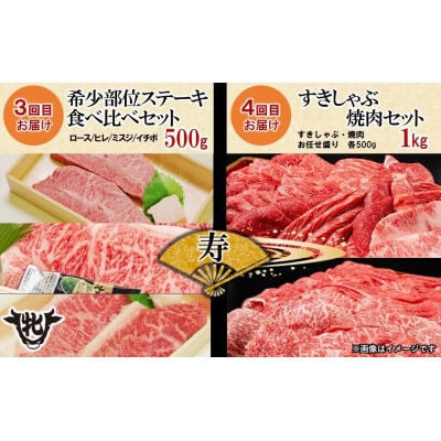 【毎月定期便】【神戸牛 牝】贅沢に神戸ビーフを堪能《寿》定期便コース　合計3,5kg全4回