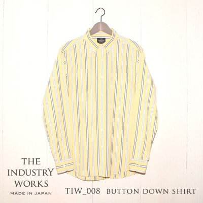 播州織綿100%ストライプボタンダウンシャツ(TIW008/LL)