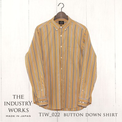 播州織綿100%ストライプボタンダウンシャツ(TIW022/M)