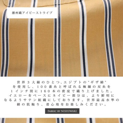 播州織綿100%ストライプボタンダウンシャツ(TIW022/M)