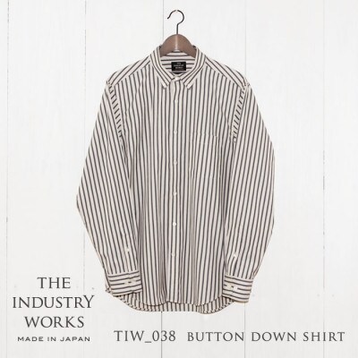 播州織綿100%ストライプボタンダウンシャツ(TIW038/S)