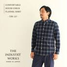 播州織綿100%先染め起毛ネルボタンダウンシャツ(TIW127/S)ブルー