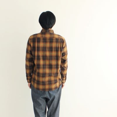 播州織綿100%先染め起毛ネルチェックボタンダウンシャツ(TIW129/L)ブラウン
