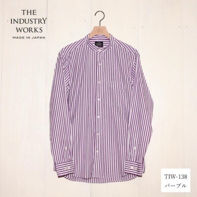 播州織先染めバンドカラーシャツ(TIW138/M)