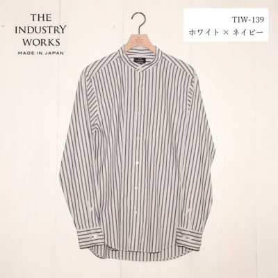 播州織先染めバンドカラーシャツ(TIW139/L)