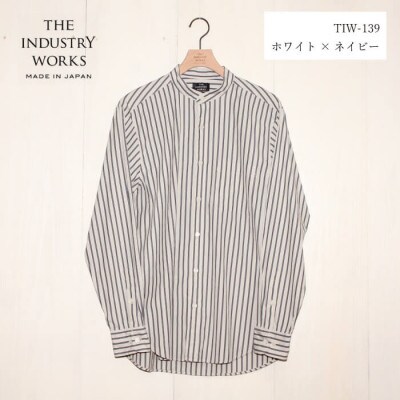 播州織先染めバンドカラーシャツ(TIW139/LL)