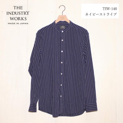 播州織先染めバンドカラーシャツ(TIW140/L)
