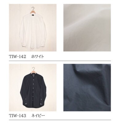 播州織綿バンドカラーシャツ(TIW142/M)