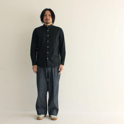 播州織綿バンドカラーシャツ(TIW145/L)