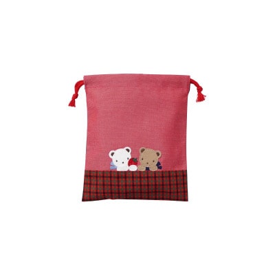 【ふるさと納税限定・西脇市】ファミリア(familiar)　巾着3点セット　赤系チェック(XF)