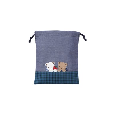 【ふるさと納税限定・西脇市】ファミリア(familiar)　巾着3点セット　青系チェック(XB)