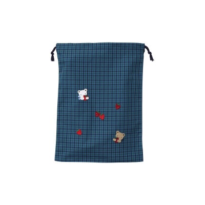 【ふるさと納税限定・西脇市】ファミリア(familiar)　巾着3点セット　青系チェック(XB)