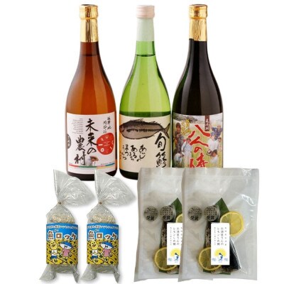 本格芋麦焼酎と清酒720ml3本組としめ鯖・魚ロッケセット(E-12)【複数個口で配送】