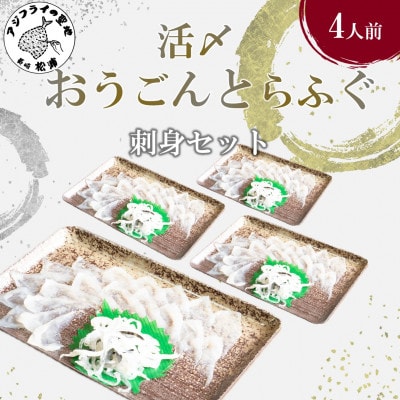 活〆おうごんとらふぐ刺身4人前セット