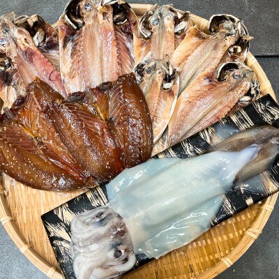 真あじ干物とスルメ姿造り