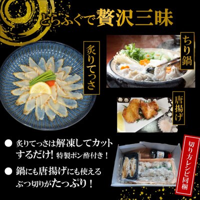 驚きの逸品「訳ありサイズの高級とらふぐ炙りてっさとちり鍋・唐揚げ用」3人前