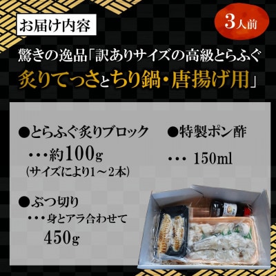 驚きの逸品「訳ありサイズの高級とらふぐ炙りてっさとちり鍋・唐揚げ用」3人前