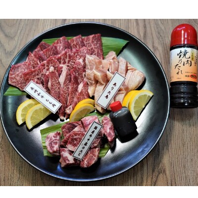 【2022年7月下旬発送】焼肉きらく特選自家製たれ付　長崎和牛国産焼肉バラエティセット600g