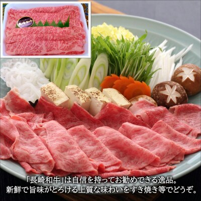 【特別企画】お肉屋さんのハンバーグ3個付!長崎和牛A4ランク以上ローススライス500g