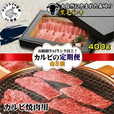 【毎月定期便】長崎和牛A4ランク以上カルビ焼肉用400g全3回