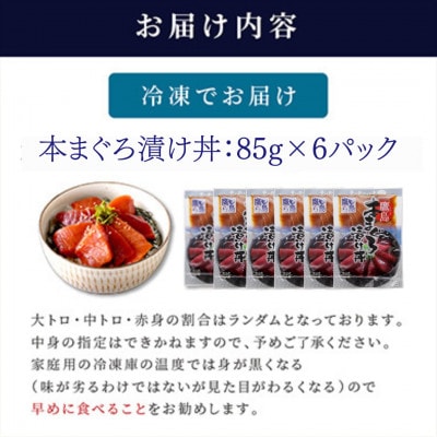 特製醤油に漬け込んだ鷹島本まぐろ漬け6人前(各85g)