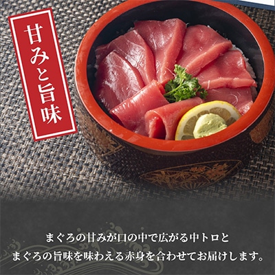 【2ヵ月毎定期便】 鷹島産本まぐろ 中トロ赤身合わせて350g まぐろ丼のタレ付き 全3回