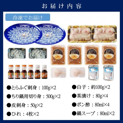 漁協直送 とらふぐ刺身とちり鍋セット6～8人前(白子・茶漬け付)