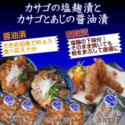 飛龍丸漁師直伝「カサゴの塩麹漬」「カサゴの醤油漬」「アジの醤油漬」5袋セット