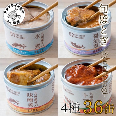 缶詰工場直送　伝統のさば缶「旬ほとぎ」4種類の味わい36缶