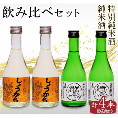 鳥取の地酒(日本酒)2酒蔵飲み比べセット 300ml×4本