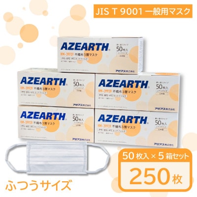 不織布3層マスク[JIS T 9001 一般用マスク]　250枚【秋田県大仙市】