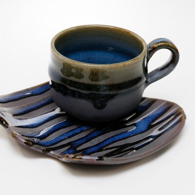 【楢岡焼】掛け分けコーヒー碗皿