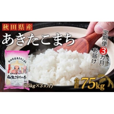 【毎月定期便】秋田県産あきたこまち(25kg)全3回