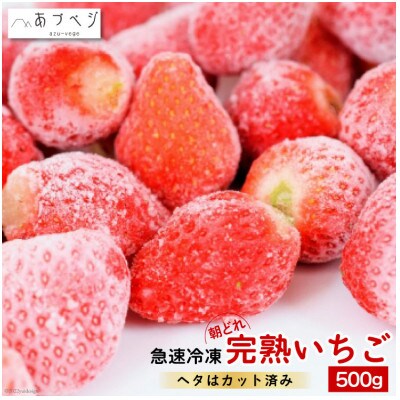 【安曇野　完熟いちご】朝どれいちごの急速冷凍へたカット済み　500g