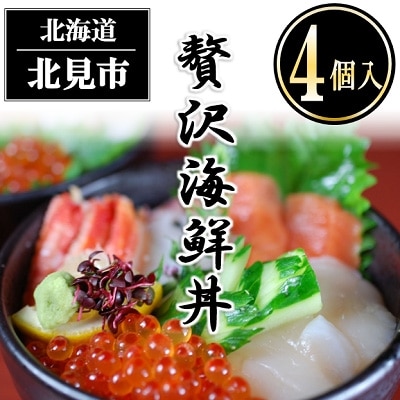 【2023年7月下旬発送】【北海道北見市加工】贅沢海鮮丼4個入りセット