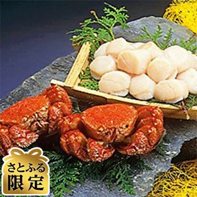 【さとふる限定】2代目漁師の厳選した活〆茹で毛蟹2尾と無添加お刺身帆立500gセット