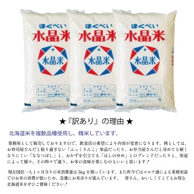 2023年11月発送開始『定期便』【訳あり】業務用 北海道米 精白米 15kg 全9回