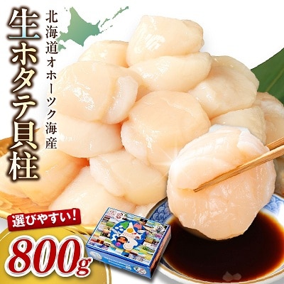 北海道オホーツク海産　ホタテ貝柱　800g　生食用(約40～80玉)