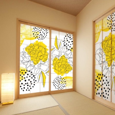 i*color　デザイン障子　黄色の花ドット