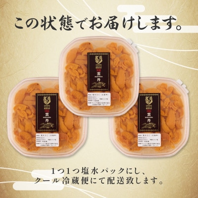 北海道登別近海産　無添加 塩水蝦夷ばふんうに　100g×3p