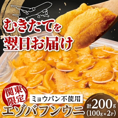 関東限定企画!出荷翌日に届き新鮮そのまま! 無添加塩水エゾバフンウニ100g×2P 【さとふる限定】
