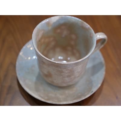 【鹿背山焼　無双窯】　コーヒーカップペアセット (鹿背文)