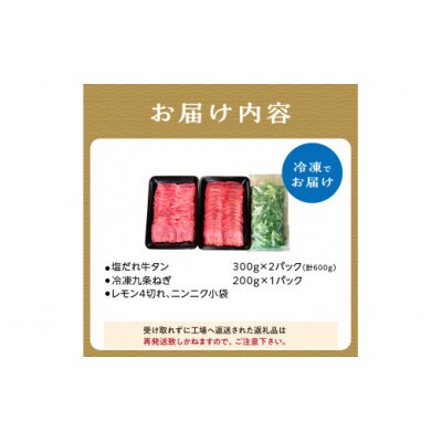 【大盛九条ネギ】塩ダレ牛タン600gセット