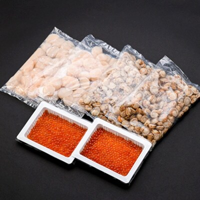 「2020年2月中旬発送」噴火湾産醤油いくら約200g ベビーボイル帆立刺身用玉冷帆立各約800g